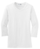 Ladies Stretch Cotton 3/4-Sleeve Scoop Neck Shirt with rhinestone logo